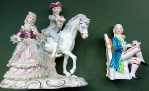 two vintage Staffordshire Pottery Type Figurines - Picture 1 of 8