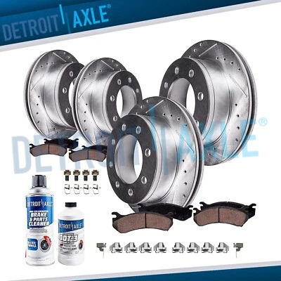 4WD Front and Rear Brake Rotors Ceramic Brake Pads Kit for Ford F-350 Super Duty - Image 1 of 4
