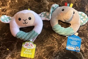 Spark Create Imagine Elephant Gray Or Monkey and Blue Ring Rattle - Picture 1 of 3