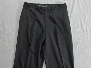 Armani Collezioni Single Pleat Dress Pants, Slacks. Gray Stripe, 36X30. Read. - Picture 1 of 11
