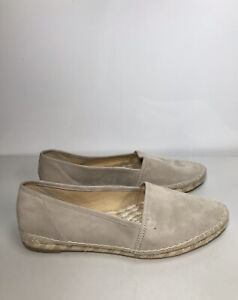 Frye Taupe Gray Suede Leather Slip On Espadrilles Flats Shoes Women’s Sz 9.5M US
