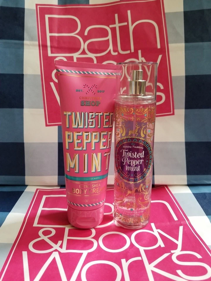 2 Bath & Body Works Christmas Twisted Peppermint Ultra Shea Body Cream 8oz