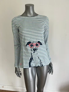 JOULES Harbour Top Cream Whippet Print Size 10 Blue Stripe NEW FREEPOST OB28 - Picture 1 of 20