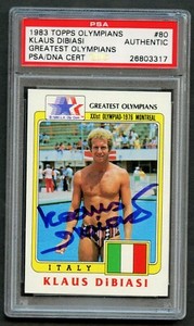 Klaus DiBiasi #80 signed autograph 1983 Topps Greatest Olympians Card PSA Slab