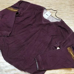2852 FREE PEOPLE Harper Embellished Long Sleeve Pullover WINE sz M new - Picture 1 of 2