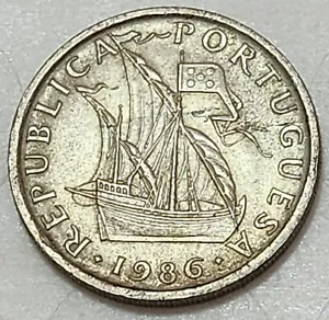 PORTUGAL 🇵🇹 FIVE (5) ESCUDOS COIN 1986 - Picture 1 of 2