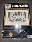 DIMENSIONS Three Bird Watchers Counted Cross Stitch Kit 3839 1997 Vintage Cats