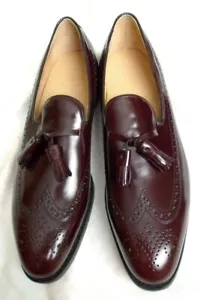 NUEVO Mocasines de Colección Años 80 Johnston and Murphy 12A Cuero Punta de Ala Borla - Imagen 1 de 9