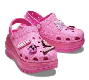 Crocs Barbie The Movie Mega Crush Clog Electric Pink Glitter PLATFORM - M10W12 - Picture 1 of 3
