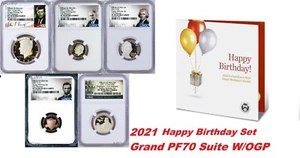 2021 US Mint HAPPY BIRTHDAY 5-Coin-Set Dime Half Penny Nickel Quarter NGC PF70 - Picture 1 of 7