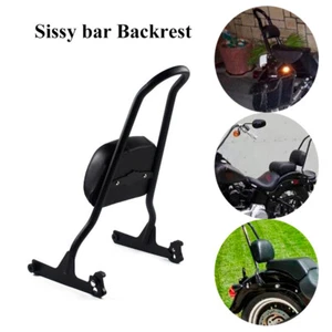 Black Detachable Sissy Bar Backrest Luggage Rack For Harley Softail FLSTF FLSTFB - Picture 1 of 10