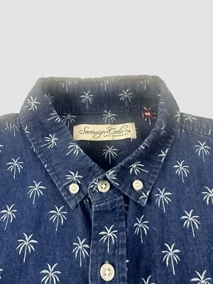 Sovereign Code Men’s Medium Blue Shirt Short Sleeve Button Down Floral Print - Image 1 of 4