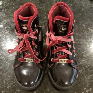 Lelli Kelly Girls Black Maroon High top Boots Size EU 32 - Picture 1 of 12
