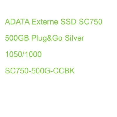 ADATA Externe SSD SC750 500GB Plug&Go Silver 1050/1000 SC750-500G-CCBK - Bild 1 von 2
