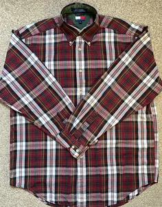 Tommy Hilfiger Shirt Mens M Plaid Flannel Classic Fit Button Down - Picture 1 of 16