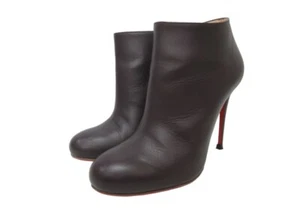 Christian Louboutin Brown Leather Short Boots Size EU37 US7 Authentic - Picture 1 of 17