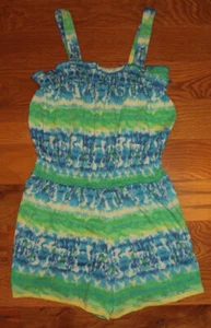 NWT Pinky Lime / Aqua Short Romper 7 8 Small 7/8  - Picture 1 of 2