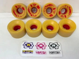 Lot of 8 Atom Roller Skate Super G Wheels 59mm x 39mm Rubber Derby w/ Stickers - Picture 1 of 8