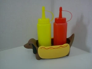 Carrito de condimentos para perros Dachshund cocina ketchup mostaza portabotellas picnic barbacoa - Imagen 1 de 3