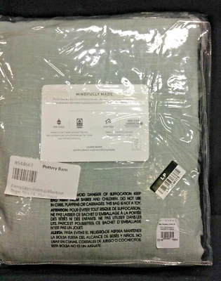 Pottery Barn Emery Linen Poletop BLACKOUT Drape Panel Curtain 50X84 Mineral Blue - Image 1 of 4