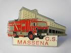 MASSENA FIRE DEPARTMENT VINTAGE PIN SHIELD BADGE FIRE TRUCK FIGHTER