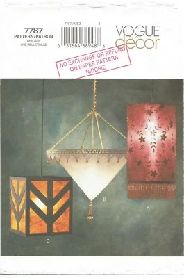  Vogue Decor Sewing Patterns 7787, Fabric Hanging Lamps x 3, Uncut, OOP - Image 1 of 2