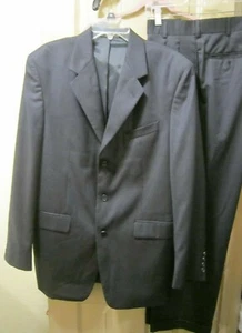 GR. 40R 30W X 29L LINEAGE HERREN BLAU SCHWARZ NADELSTREIFEN 100 % WOLLE ANZUG, 3 NEU MIT ETIKETT, GEBRAUCHT, IN EINWANDFREIEM ZUSTAND - Bild 1 von 12