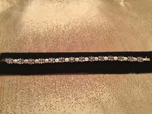 Tansanit Armband 14k massiv Gelbgold 7" atemberaubend - Bild 1 von 5