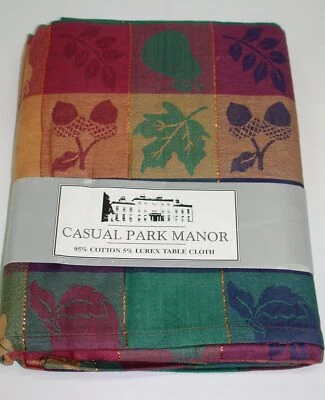 Casual Park Manor Tablecloth ~ Fall Fruits Checks ~ 60" x 84" Rectangular**NEW** - Image 1 of 2