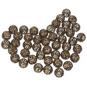  50 Pcs Metal Spacer Beads Hollow for Bracelets Making Copper Bulk - Picture 1 of 12