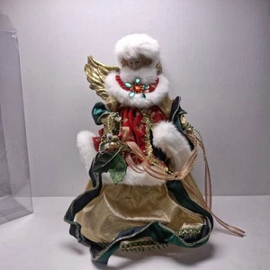 Engel Christbaumspitze gold, weiß, rot, grün 12" elegante Flügel weißes Fell  - Bild 1 von 18