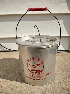 Vintage 2 Piece Metal Full Float Long life RARE Fishing Minnow Bucket HTF - Picture 1 of 9