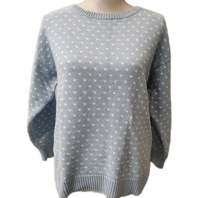 Suéter De Colección Años 80 90 Cambridge Dry Goods Mujer Pequeño Azul Blanco Lunares Foto 1 de 4