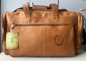NEU Tica hellbraune Leder-Reisetasche Weekender Reise Fitnessstudio Golf Baum Logo Tragetasche - Bild 1 von 16
