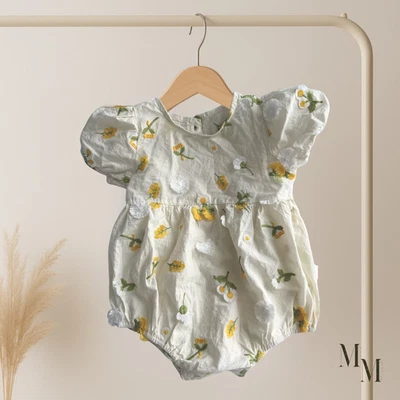 Short Sleeve Baby Romper Girl Organic 100% Cotton Baby Clothes Cute Girl Gift - Image 1 of 4