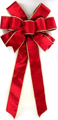 Arcos grandes de Navidad con caja de regalo, arcos de terciopelo rojo con cable dorado para corona floral Foto 1 de 4