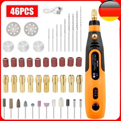 MARKENLOS 46 Tlg Mini Dremel Multifunktionswerkzeug USB Akku für Mehrzweck Drehwerkzeug