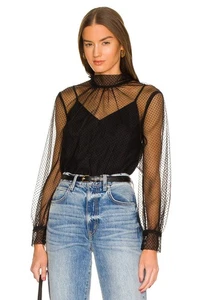 VERONICA BEARD NWT $428 Black Swiss Dot VOLENTI TOP Size 2 - Picture 1 of 5