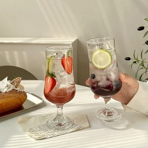 Glass Stripes Coffee Cup Retro Mug Transparent Water Tea Drinkware Milk Juice Mu - Picture 1 of 8