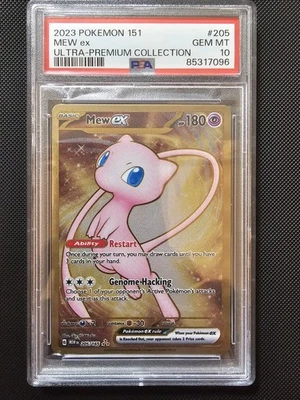 Tarjeta promocional 2023 Pokemon Mew ex Full Art 151 UPC metal dorado 205/165 PSA 10 GEM MT Foto 1 de 2
