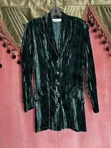 Giacca cardigan blazer vintage anni 80-90 Rampage verde velluto schiacciato mod gotico - Foto 1 di 10