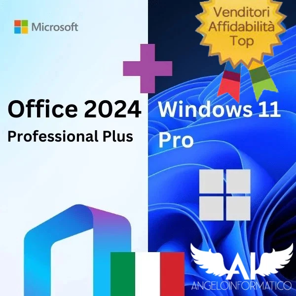WINDOWS 11 PRO + OFFICE 2024 PRO PLUS LICENZA ORIGINALE FATTURA E GARANZIA - Immagine 1 di 1