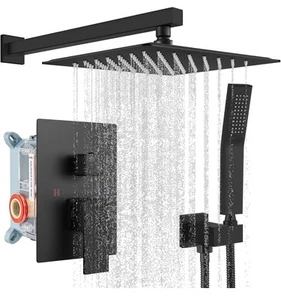 Sanitary Wares Shower Faucets Sets Matte Black Shower System 8 Inch Rain Shower - Picture 1 of 23