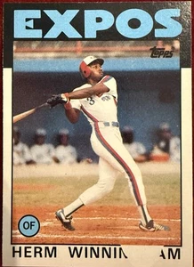 1986 Topps Baseball #448 Herm Winningham Expos PRINTER'S ERROR BIG HICKEY 1/1 ? - Bild 1 von 3