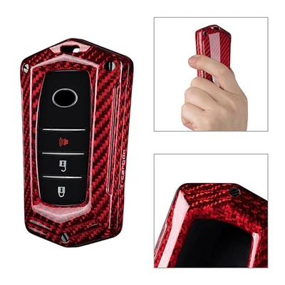 Rote Kohlefaser-Schlüsselanhänger-Gehäuseabdeckung für Toyota Alphard RAV4 Hilux - Image 1 of 4