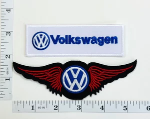 Embroidered 2-Patch Set - Iron-on - Racing - Drifting - NEW - Red Wings - VW - Picture 1 of 1
