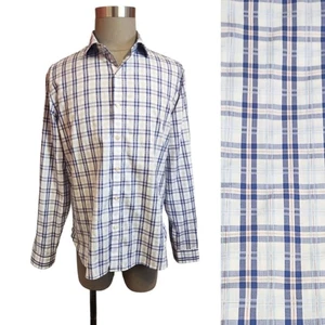 Camisa para hombre 7 Diamantes Verano Viento Cuadros Botón Frontal Blanca/Azul X-Grande - Imagen 1 de 11