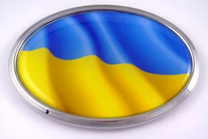 Ukraine Ukrainian Oval Car Chrome Emblem Decal Bumper Sticker Self Adhesive - Imagen 1 de 1