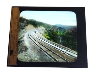 Magic Lantern Glass Slide - West Virginia Railroad Track Scene - Picture 1 of 3