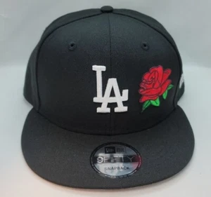 NEW ERA 9FIFTY SNAPBACK HAT.   MLB.   LOS ANGELES DODGERS.   BLACK. - Picture 1 of 7